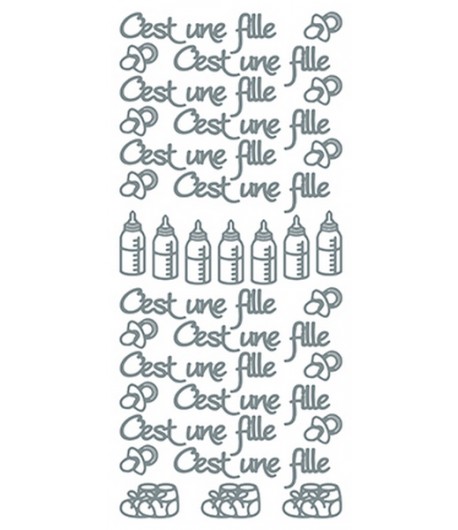 STICKERS C'EST UNE FILLE - ARGENT