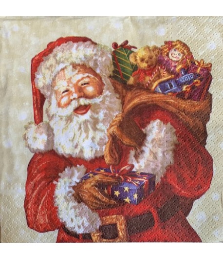 SERVIETTE PERE NOEL ET SA HOTTE