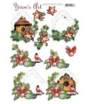 FEUILLE 3D CHRISTMAS BIRD HOUSE CD11701