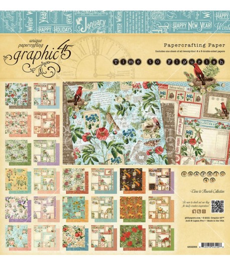 BLOC 24 FEUILLES TIME TO FLOURISH DELUXE EDITION 30X30CM GRAPHIC45 4502365