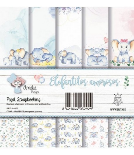 BLOC 6 FEUILLES ELEFENTITOS AMOROSOS AMELIE 30X30CM OR01070