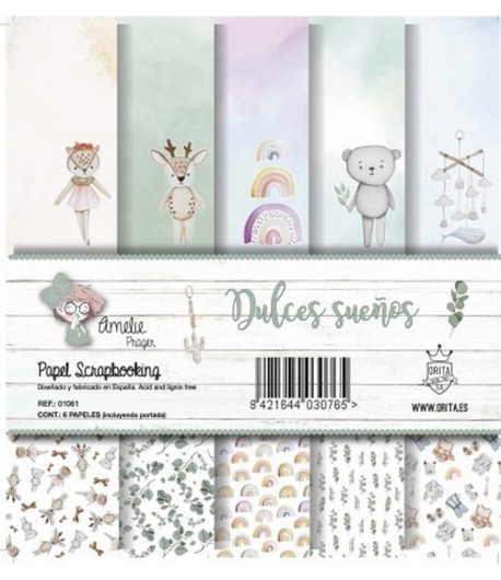 BLOC 6 FEUILLES DULCES SUENOS AMELIE 30X30CM OR01061