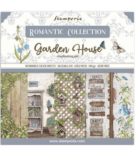 BLOC 10 FEUILLES ROMANTIC GARDEN HOUSE 30.5 X 30.5 CM SBBL102
