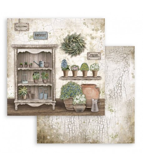 PAPIER ROMANTIC GARDEN HOUSE CUPBOARD 30X30CM - SBB860 - STAMPERIA