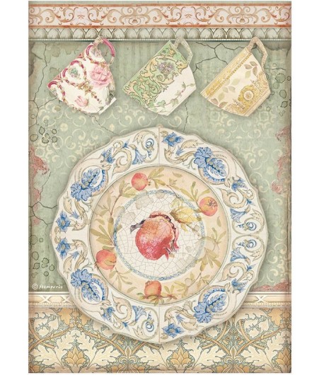 PAPIER DE RIZ A4 CASA GRANADA - PLATES AND CUPS 21X29.7 - DFSA4657 - STAMPERIA