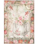 PAPIER DE RIZ A4 CASA GRANADA - TEAPOT WITH FLOWERS 21X29.7 - DFSA4659 - STAMPERIA