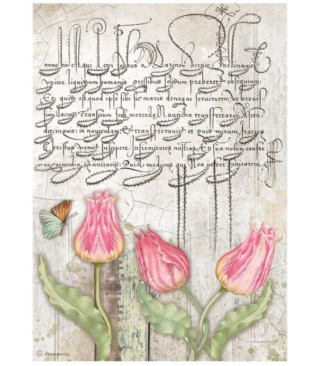 PAPIER DE RIZ A4 GARDEN HOUSE - TULIPS 21X29.7 - DFSA4666 - STAMPERIA
