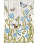 PAPIER DE RIZ A4 GARDEN HOUSE - BLUE FLOWERS AND BUTTERFLY 21X29.7 - DFSA4667 - STAMPERIA