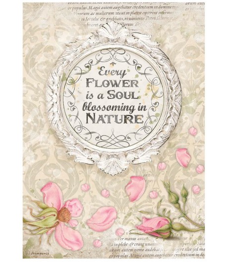 PAPIER DE RIZ A4 GARDEN HOUSE - FRAME WITH QUOTE 21X29.7 - DFSA4670 - STAMPERIA