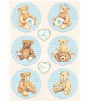 PAPIER DE RIZ A4 DAYDREAM - ROUNDS BEAR BLUE 21X29.7 - DFSA4677 - STAMPERIA