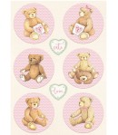 PAPIER DE RIZ A4 DAYDREAM - ROUNDS BEAR PINK 21X29.7 - DFSA4678 - STAMPERIA