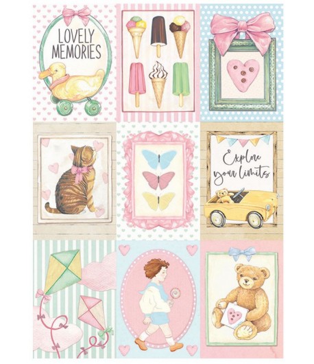 PAPIER DE RIZ A4 DAYDREAM - SMALL CARDS 21X29.7 - DFSA4680 - STAMPERIA