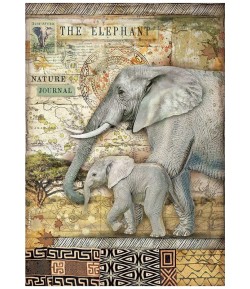 PAPIER DE RIZ A4 SAVANA - THE ELEPHANT 21X29.7 - DFSA4684 - STAMPERIA