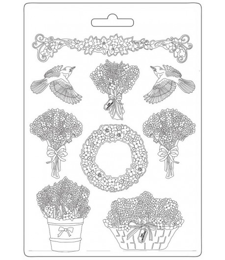 MOULE PVC FLEXIBLE PROVENCE - GARLANDS AND BOUQUETS 21 X 29.7 CM - K3PTA4527