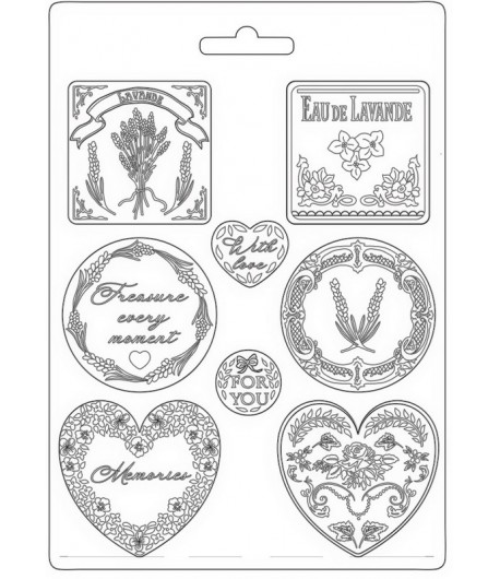 MOULE PVC FLEXIBLE PROVENCE - PLATES AND HEARTS 21 X 29.7 CM - K3PTA4528