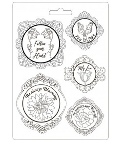 MOULE PVC FLEXIBLE ROMANTIC GARDEN HOUSE - FRAME WITH FLOWERS 21 X 29.7 CM - K3PTA4529