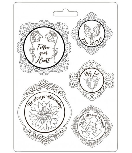 MOULE PVC FLEXIBLE ROMANTIC GARDEN HOUSE - FRAME WITH FLOWERS 21 X 29.7 CM - K3PTA4529