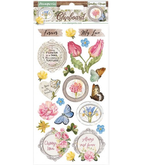 CHIPBOARD ROMANTIC GARDEN HOUSE 15X30 - DFLCB54 STAMPERIA