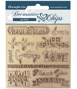 FORMES CARTON DECORATIVE CHIPS QUOTES 14X14CM - SCB110
