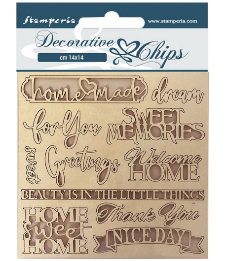 FORMES CARTON DECORATIVE CHIPS QUOTES 14X14CM - SCB110