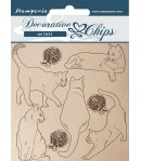 FORMES CARTON DECORATIVE CHIPS CATS WITH WOOL BALLS 14X14CM - SCB117