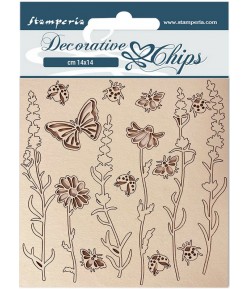 FORMES CARTON DECORATIVE CHIPS FLOWERS AND BUTTERFLIES 14X14CM - SCB119