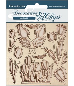 FORMES CARTON DECORATIVE CHIPS FLEURS 14X14CM - SCB122