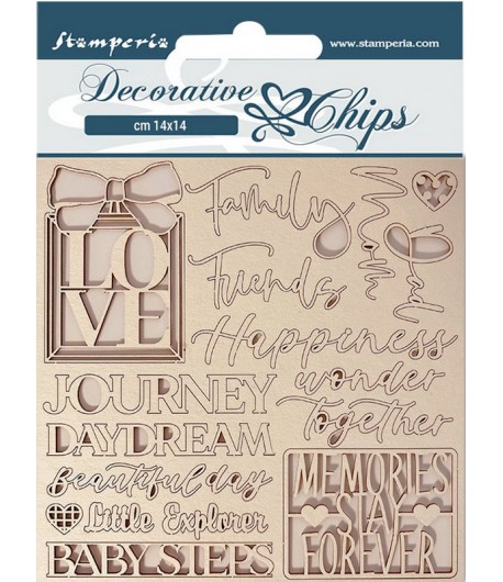 FORMES CARTON DECORATIVE CHIPS ECRITS 14X14CM - SCB124