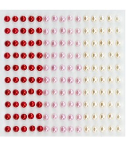 PERLES ADHESIVES X150 - 4MM - TONS ROUGE/ROSE