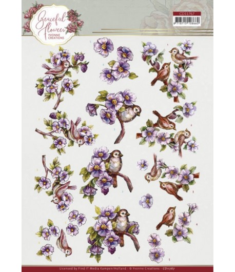 FEUILLE 3D GRACEFUL FLOWERS CD11767