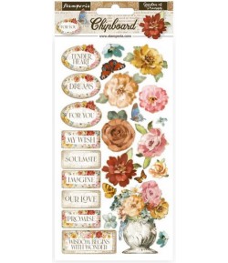 CHIPBOARD ROMANTIC GARDEN OF PROMISES 15X30 - DFLCB56 STAMPERIA