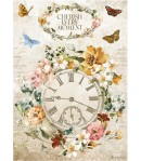 PAPIER DE RIZ A4 GARDEN OF PROMISES - CHERISH EVERY MOMENT CLOCK 21X29.7 - DFSA4689 - STAMPERIA