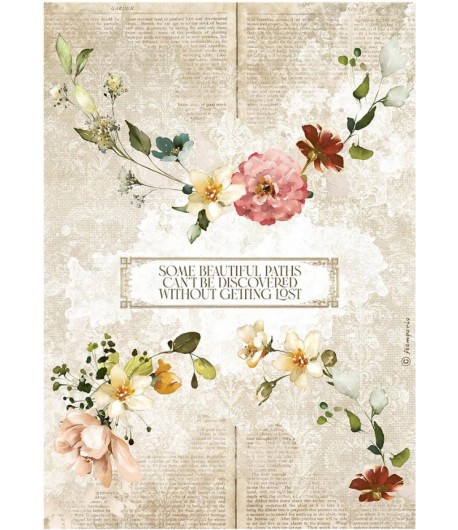 PAPIER DE RIZ A4 GARDEN OF PROMISES - GARLANDS 21X29.7 - DFSA4690 - STAMPERIA