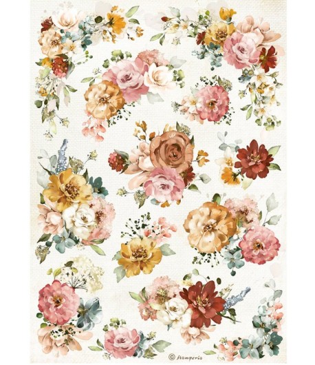 PAPIER DE RIZ A4 GARDEN OF PROMISES - TEXTURE FLOWERS 21X29.7 - DFSA4692 - STAMPERIA