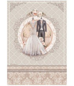 PAPIER DE RIZ A4 YOU AND ME - WEDDING DRESS 21X29.7 - DFSA4695 - STAMPERIA