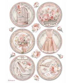 PAPIER DE RIZ A4 YOU AND ME - ROUNDS 21X29.7 - DFSA4696 - STAMPERIA