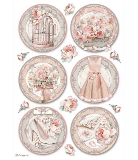 PAPIER DE RIZ A4 YOU AND ME - ROUNDS 21X29.7 - DFSA4696 - STAMPERIA