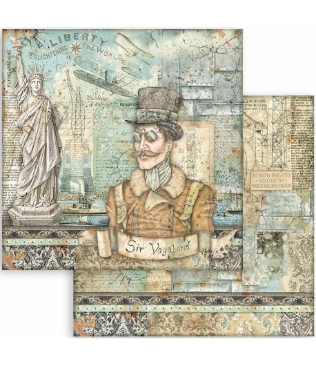 PAPIER SIR VAGABOND AVIATOR - STATUT OF LIBERTY 30X30CM - SBB876 - STAMPERIA