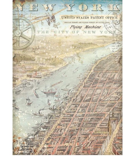 PAPIER DE RIZ A4 SIR VAGABOND AVIATOR - NEW YORK 21X29.7 - DFSA4698 - STAMPERIA