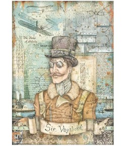 PAPIER DE RIZ A4 SIR VAGABOND AVIATOR - IMAGE 21X29.7 - DFSA4699 - STAMPERIA