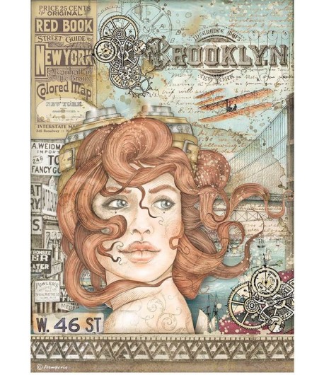 PAPIER DE RIZ A4 SIR VAGABOND AVIATOR - LADY 21X29.7 - DFSA4701 - STAMPERIA