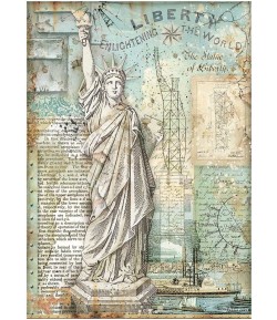 PAPIER DE RIZ A4 SIR VAGABOND AVIATOR - STATUE OF THE LIBERTY 21X29.7 - DFSA4702 - STAMPERIA