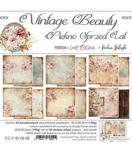 BLOC 24 FEUILLES 20.3 X 20.3 CM - VINTAGE BEAUTY