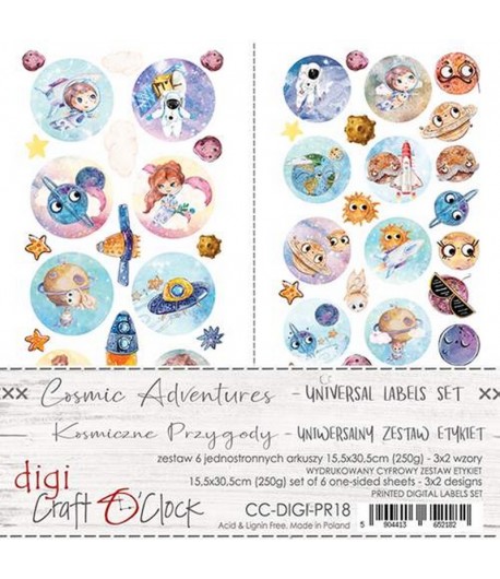 DIGI LABEL SET 15.5 X 30.5 CM -  COSMIC ADVENTURES