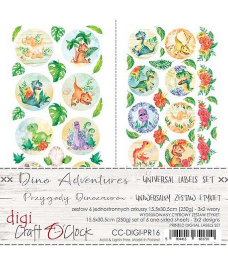 DIGI LABEL SET 15.5 X 30.5 CM -  DINO ADVENTURES