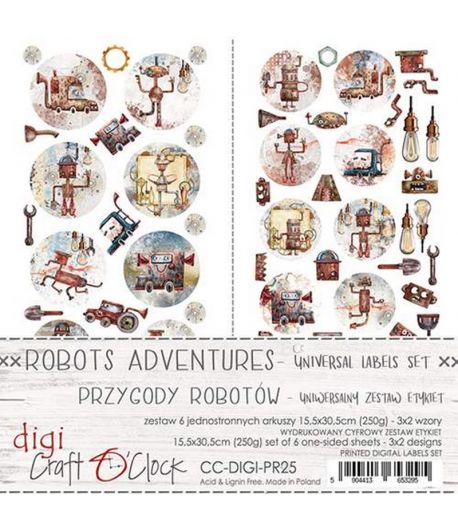 DIGI LABEL SET 15.5 X 30.5 CM -  ROBOTS ADVENTURES