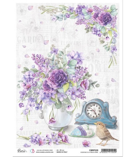 PAPIER DE RIZ A4 EVERYDAY IS A FRESH START 21 X 29.7CM CIAO BELLA CBRP229
