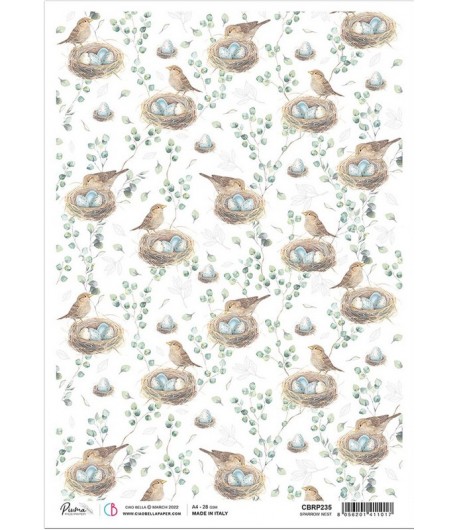 PAPIER DE RIZ A4 SPARROW NEST 21 X 29.7CM CIAO BELLA CBRP235