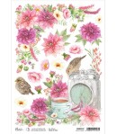 PAPIER DE RIZ A4 DALHIA CORNER 21 X 29.7CM CIAO BELLA CBRP237