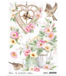 PAPIER DE RIZ A4 DOG ROSE TIME 21 X 29.7CM CIAO BELLA CBRP239